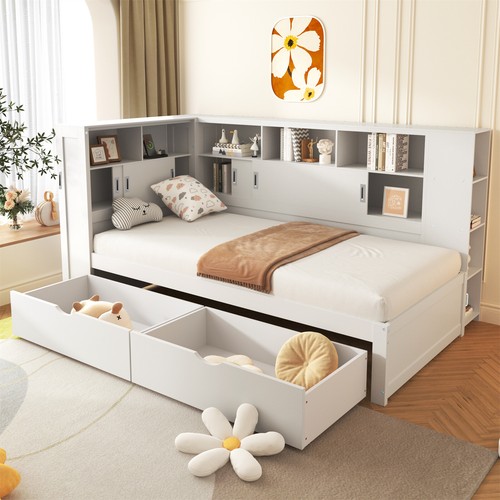 Single bed with bookcase - with,