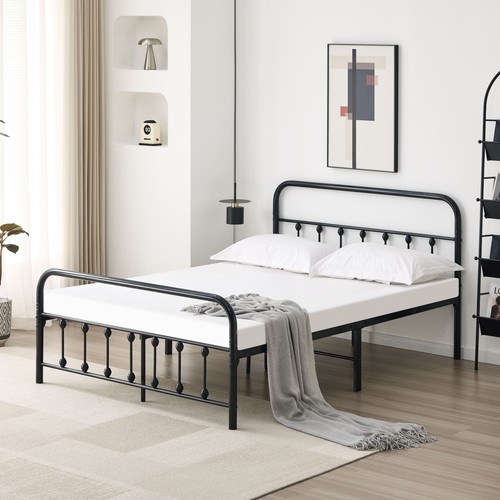 Metal bed frame with - metal, headboard
