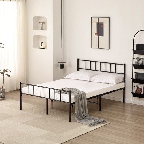Metal bed frame with - metal, headboard